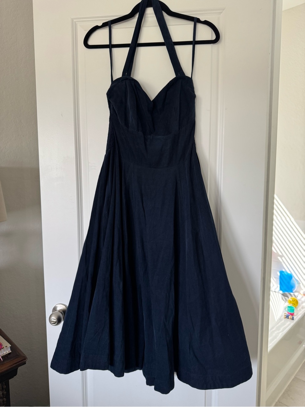 Anthropologie Navy Halter Fit-and-Flare Dress